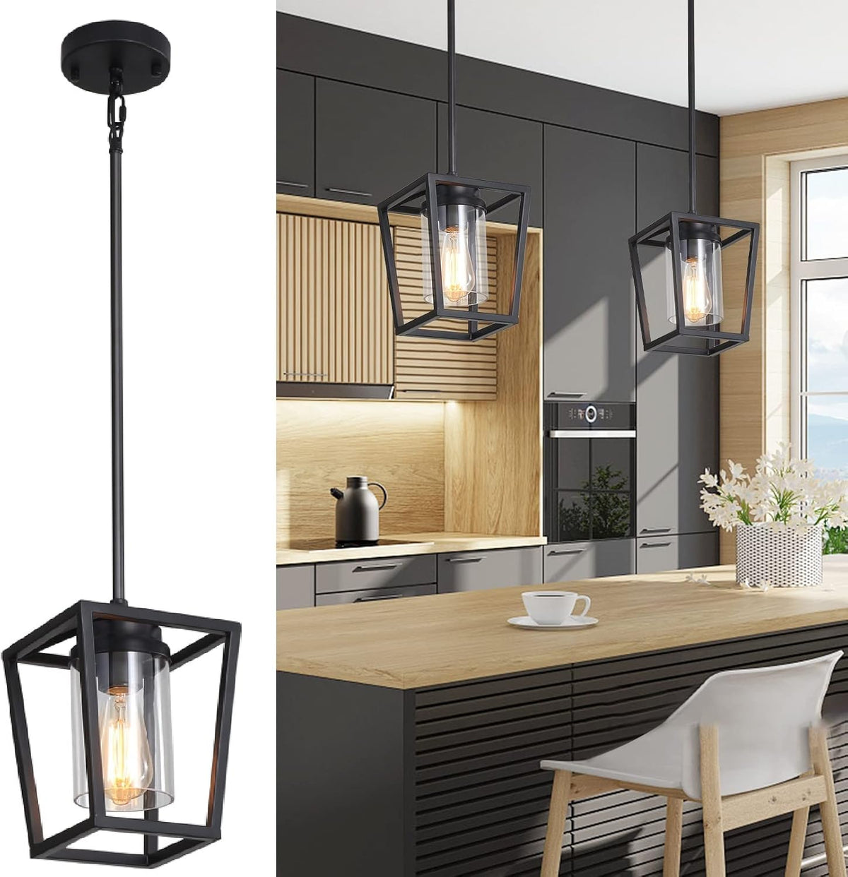 4-Light Pendant Lighting Adjustable Height Ceiling Light S35492