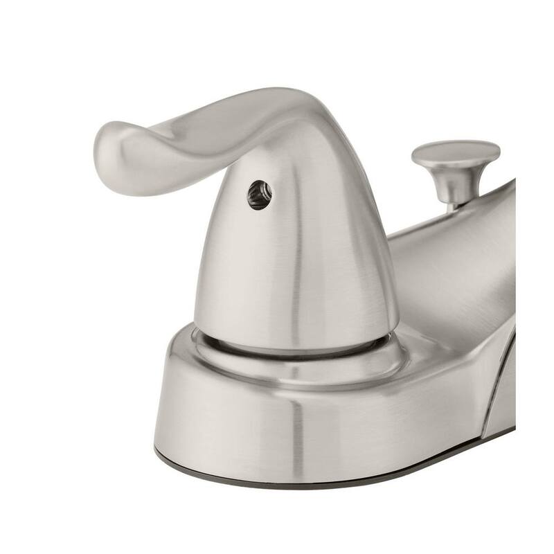 4 in. Centerset Double Handle Low-Arc Bathroom Faucet Brushed Nickel S989