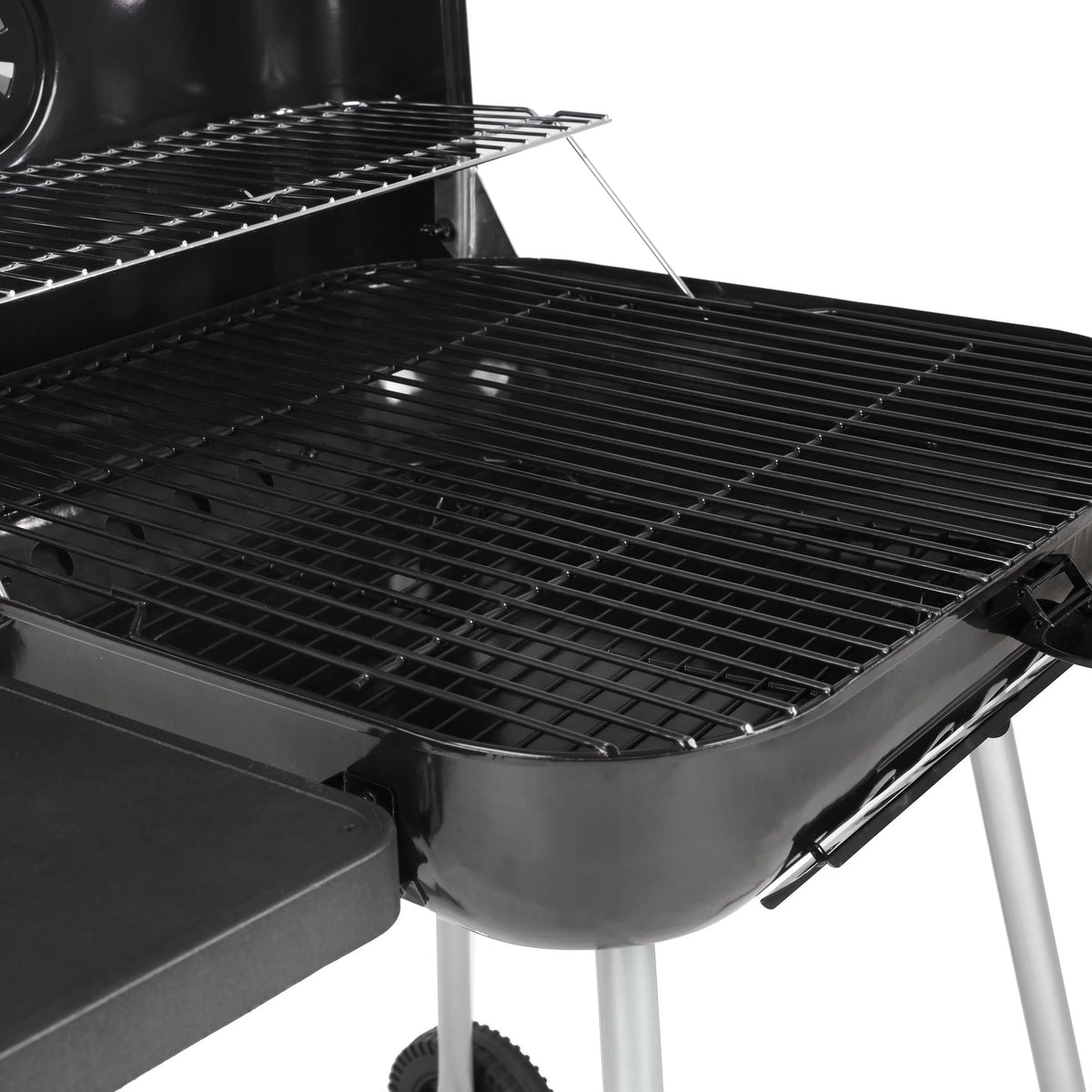 22 Square Steel Charcoal Grill with Foldable Side Shelf, Black K757414