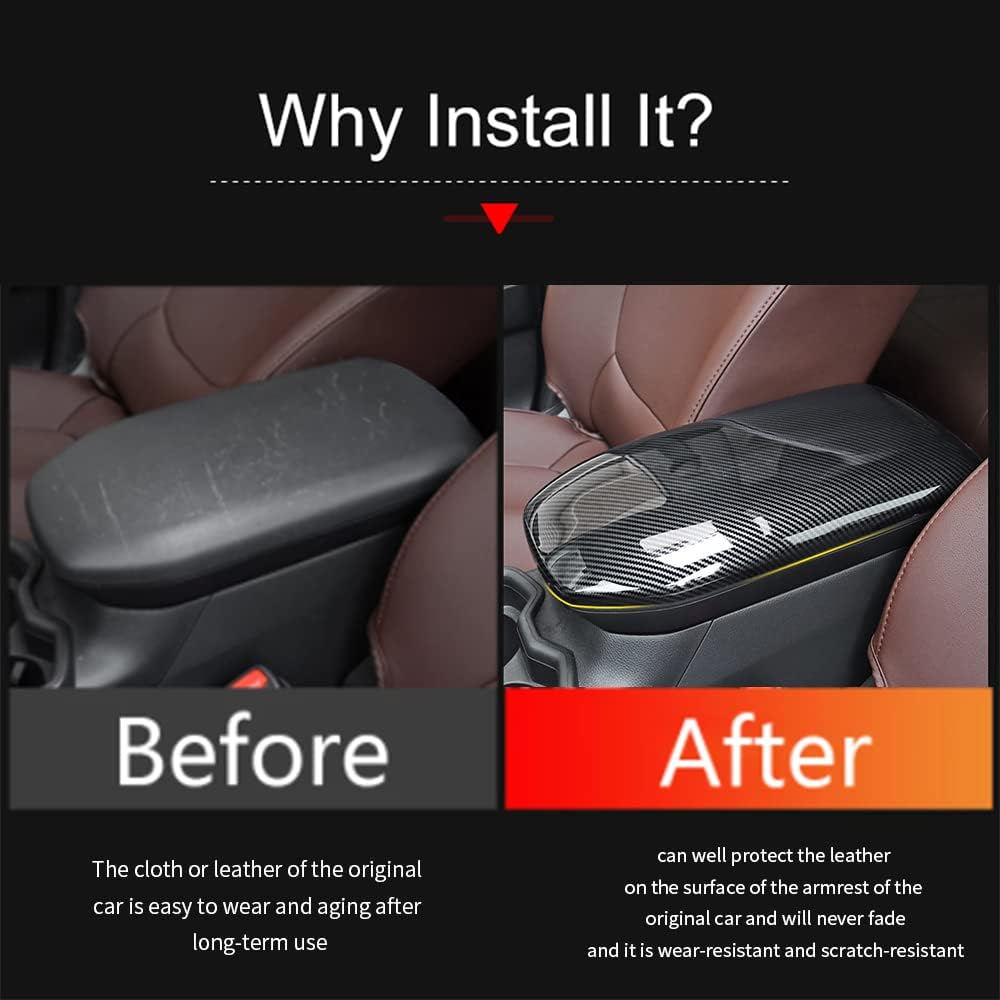 Carbon Fiber Color Car Interior Center Armrest Cover Console Box Panel Trim A62609