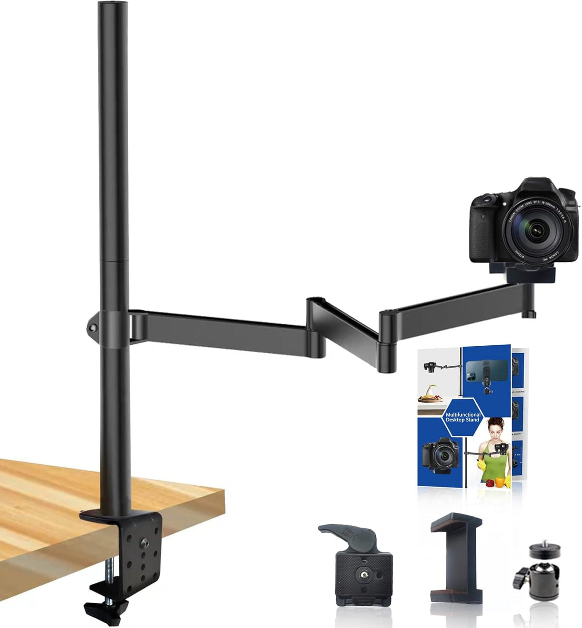 Overhead Camera Mount Rig Stand with Flexible Arm and 360° Ball Head J2972