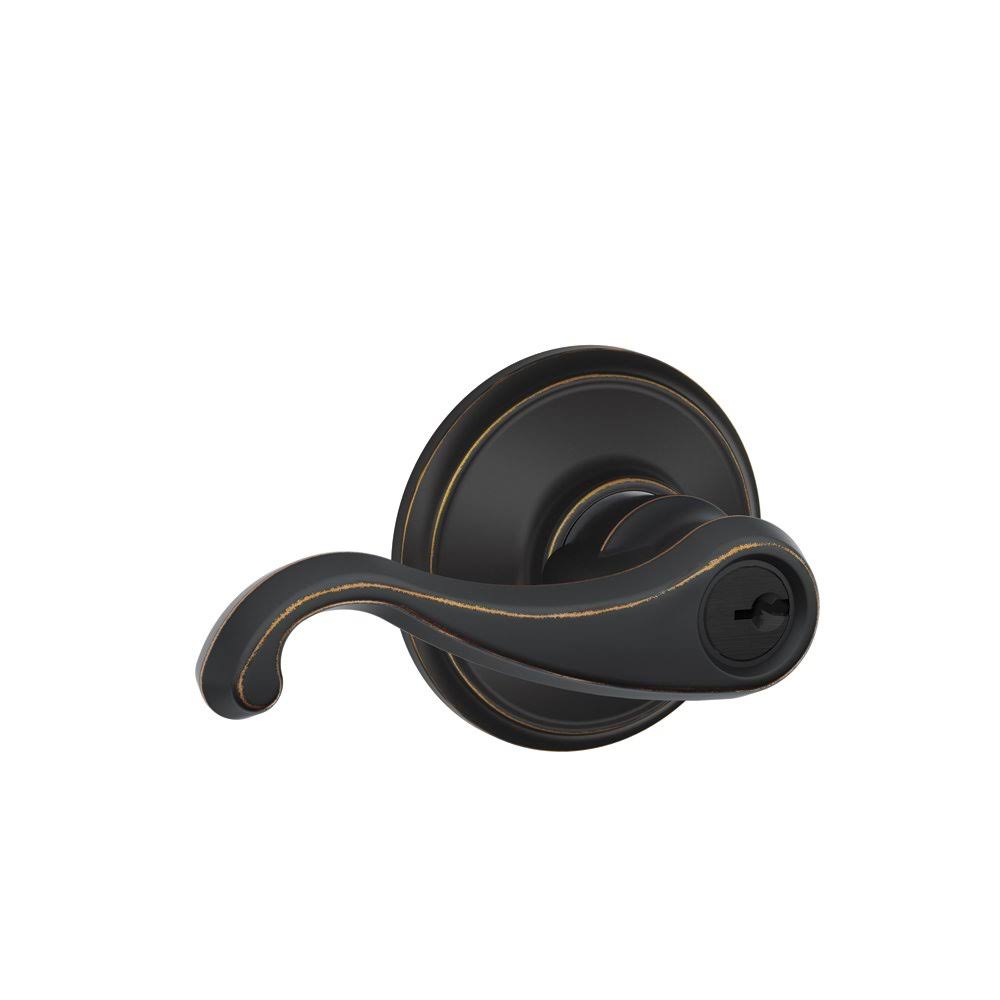 Aged Bronze Keyed Door Lever I75184