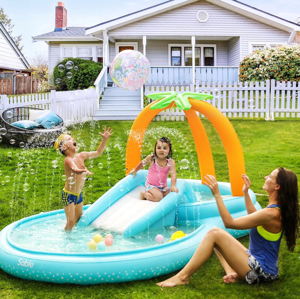 Inflatable Wading Pool with Slide 111 x 70 x 61 inch G92550