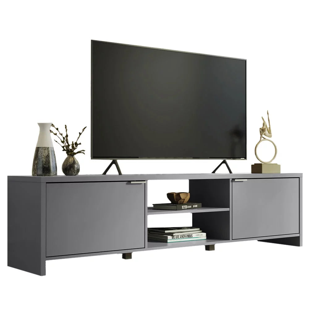 Black TV Stand with Storage and Wire Management L83368