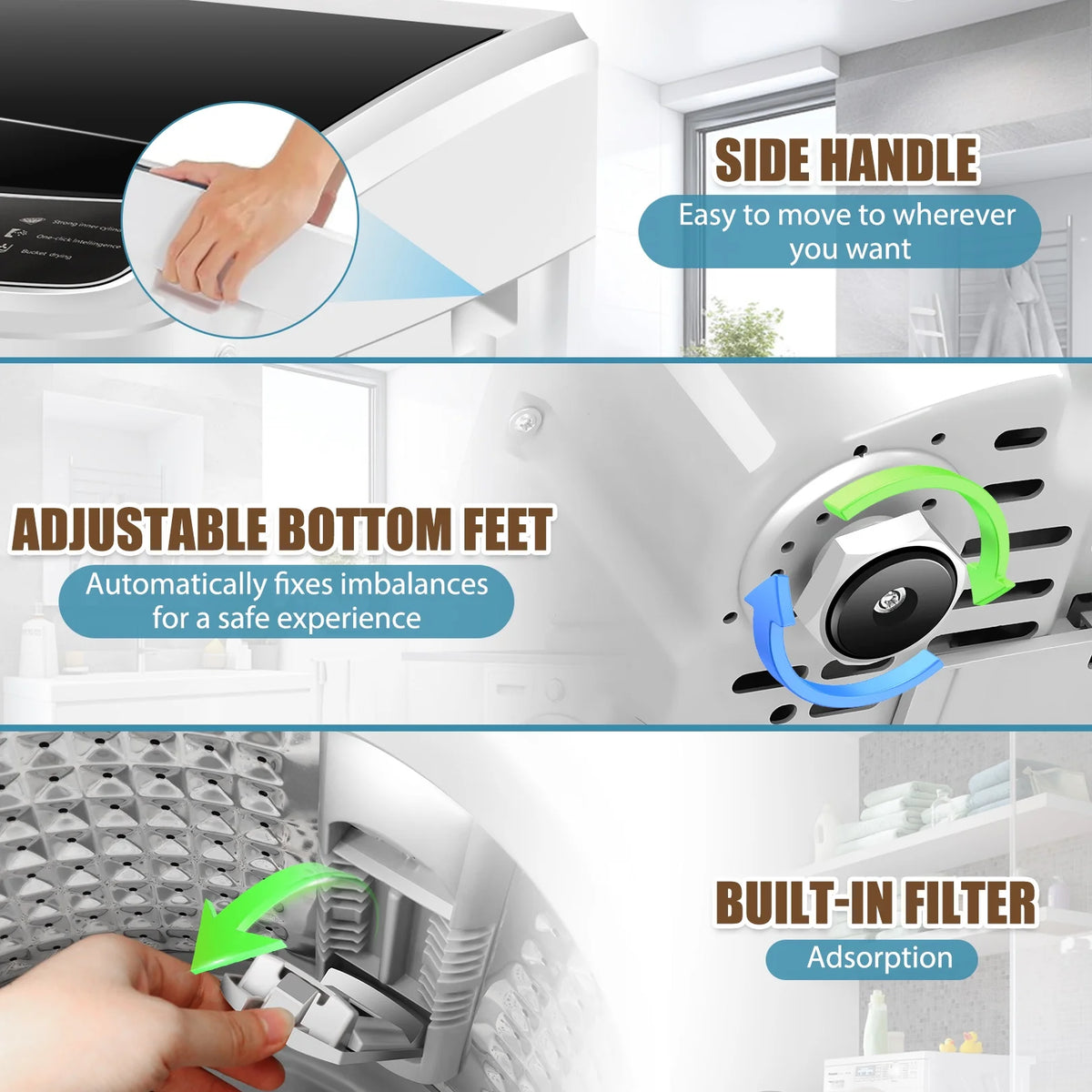 2.1 Cu.ft 15.6lbs Compact Fully Automatic Washing Machine with Drain Pump F61770