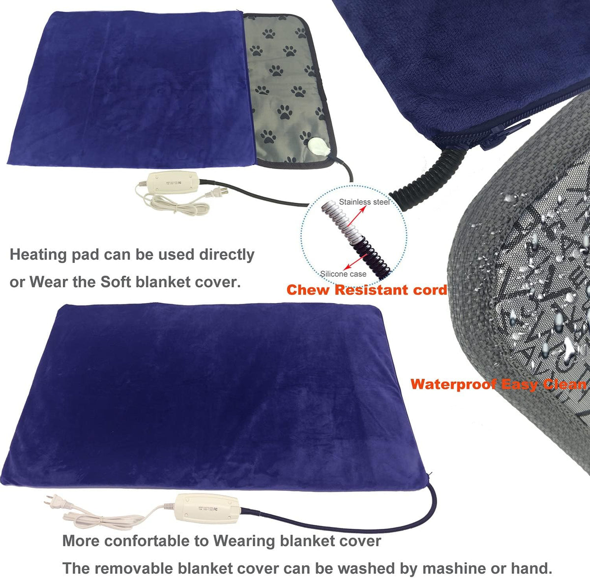 Large Washable Waterproof Pet Heating Pad Pack of 2 F831148