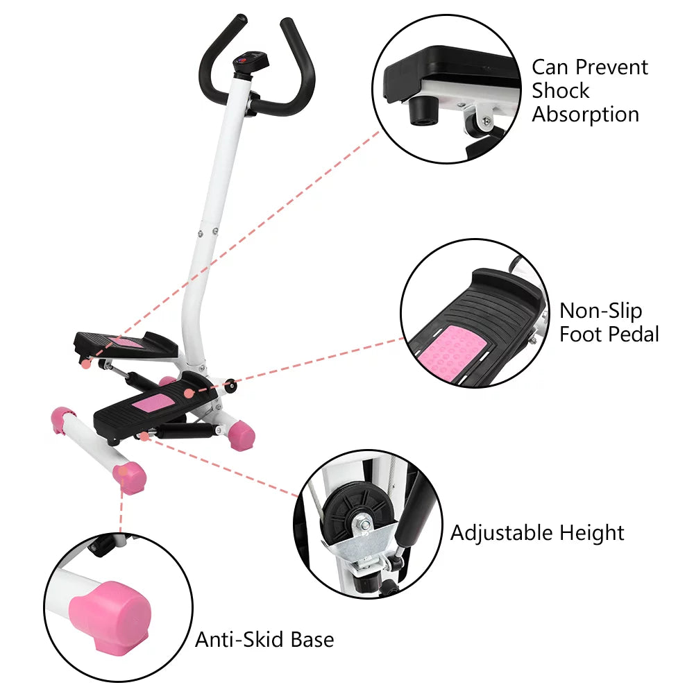 Mini Aerobic Stepper with Handle, Pink D694