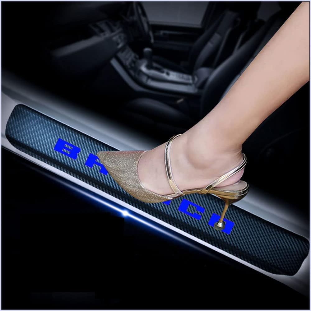 4Pcs Carbon Fiber Car Door Sill Scuff Plate Cover Pink C648