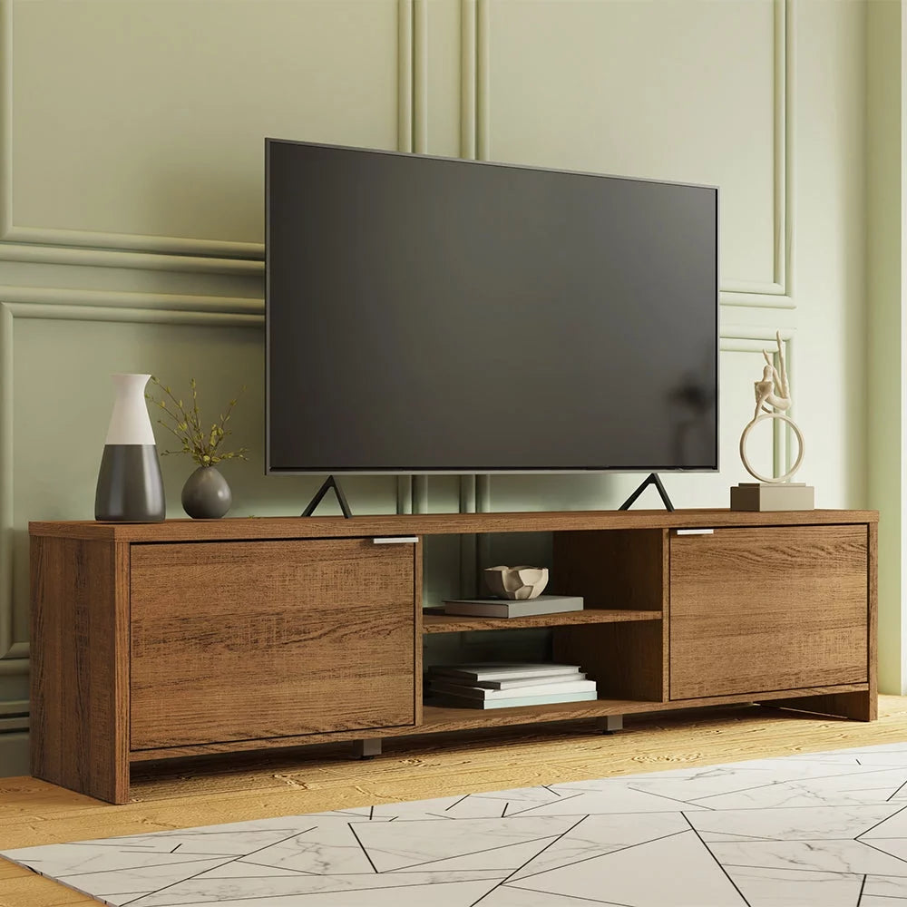 Black TV Stand with Storage and Wire Management L83368