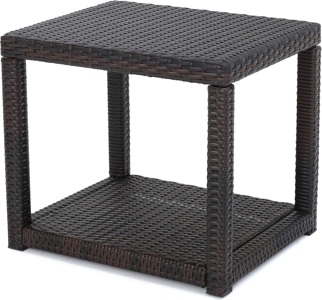 Multibrown Outdoor Wicker Accent Table Y11475