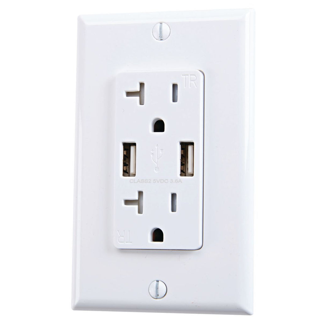 20 Amp 125v 2 USB Rapid Charging Outlet L36101