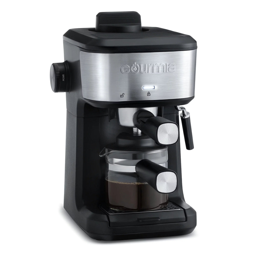 4-Shot Steam Espresso, Cappuccino, and Latte Maker with Frothing Wand A4866