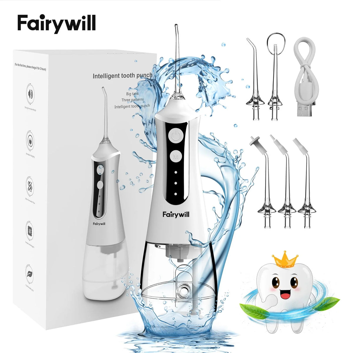 Cordless Water Flosser with 5 Modes 300ML Black O764580