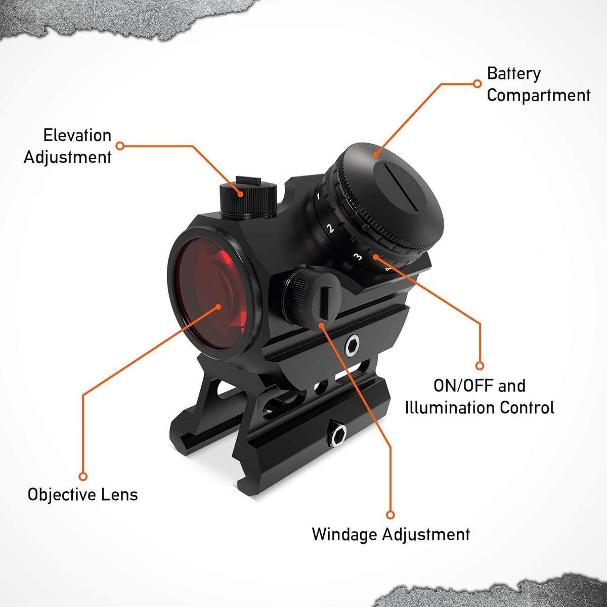 Red Dot Sight with 45 Degree Offset Mount and 1 Inch Riser Mount P776335