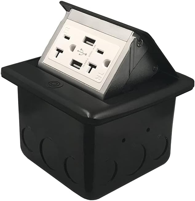 Pop Up Floor Outlet Box with 4.8A USB Chargers and 2 Receptacle K117