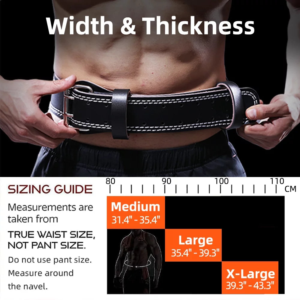 Adjustable 6” Padded Genuine Leather Weight Lifting Belt F6415
