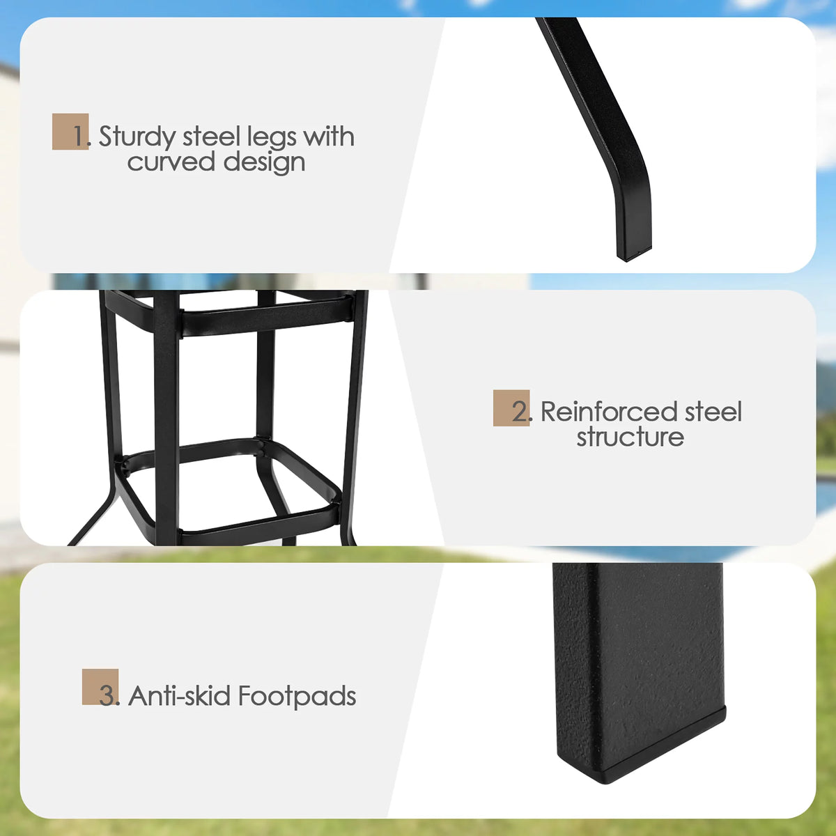 32'' Black Metal Patio Bar Table W9759