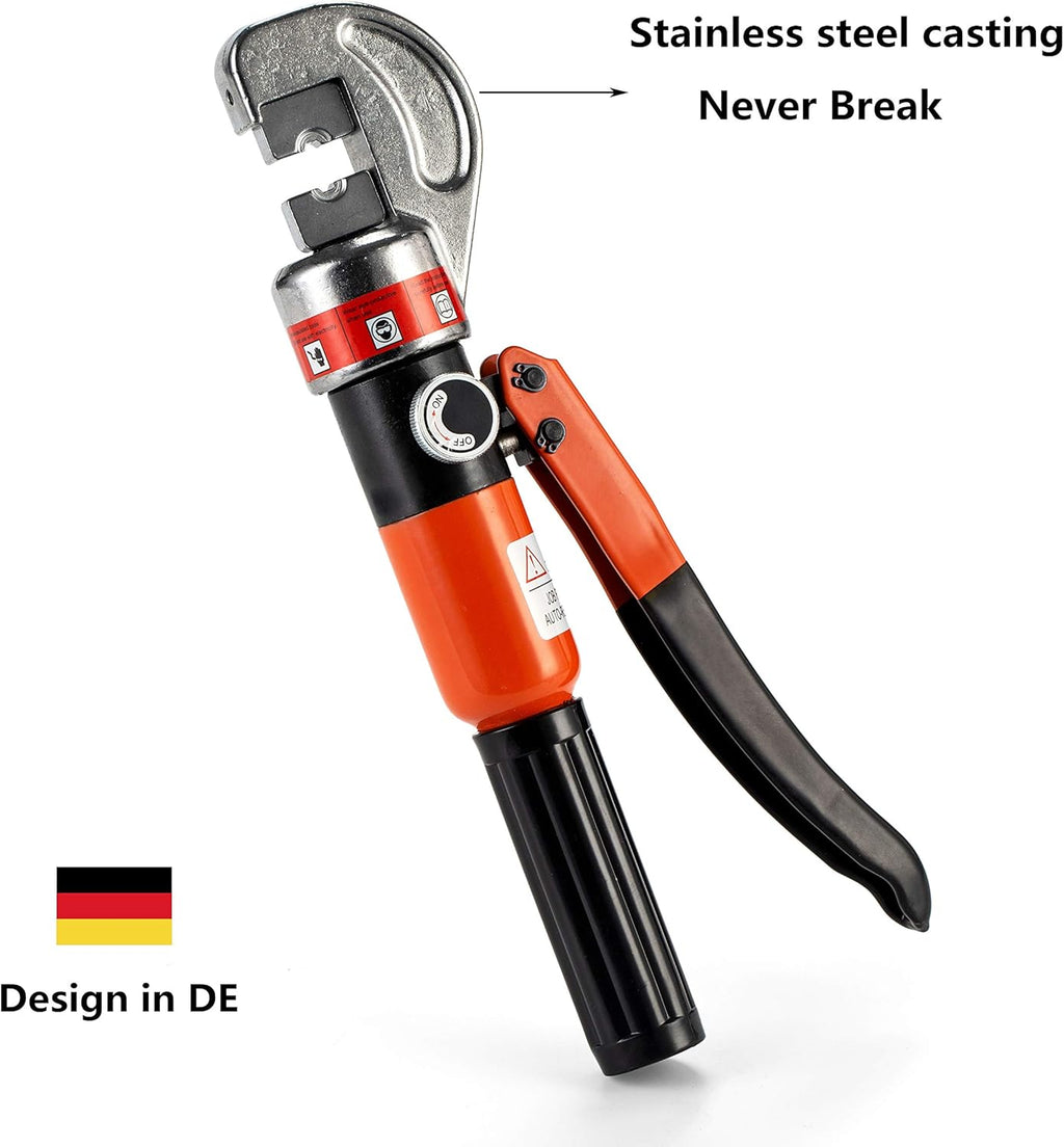 10 Ton Hydraulic Cable Crimper Hand Tool with 8 Pairs Dies and Cable Cutter I5967