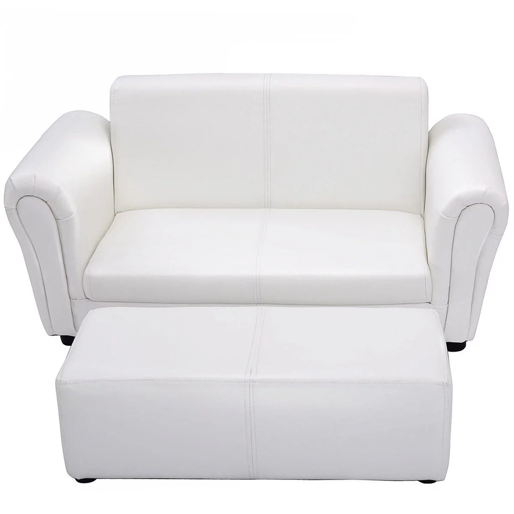 White Kids Sofa Armrest Chair with Ottoman Y381697
