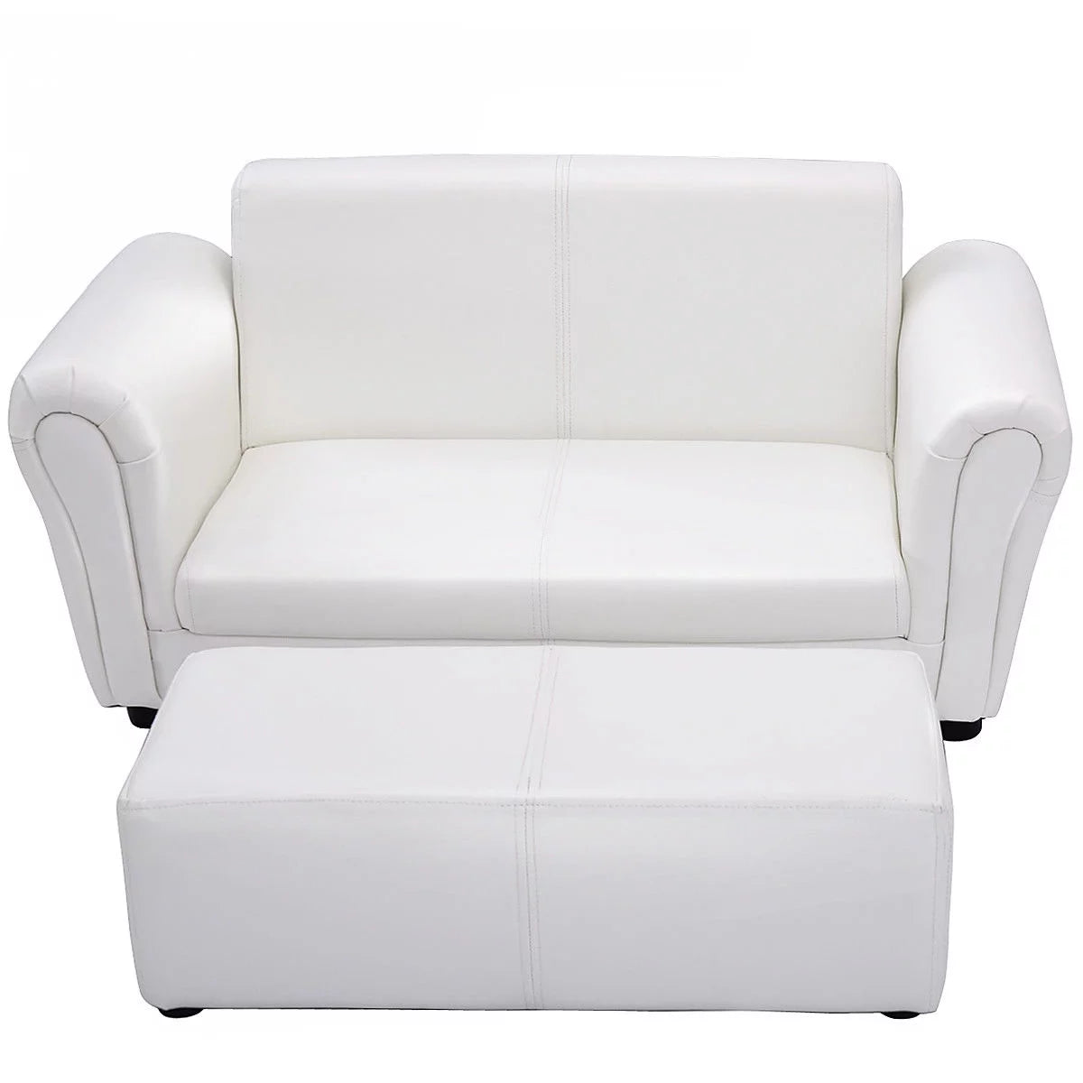 White Kids Sofa Armrest Chair with Ottoman Y381697