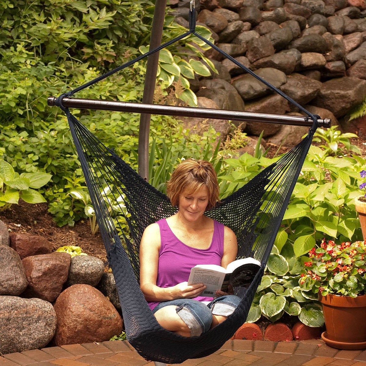 Navy Blue Hanging Rope Chair S500764