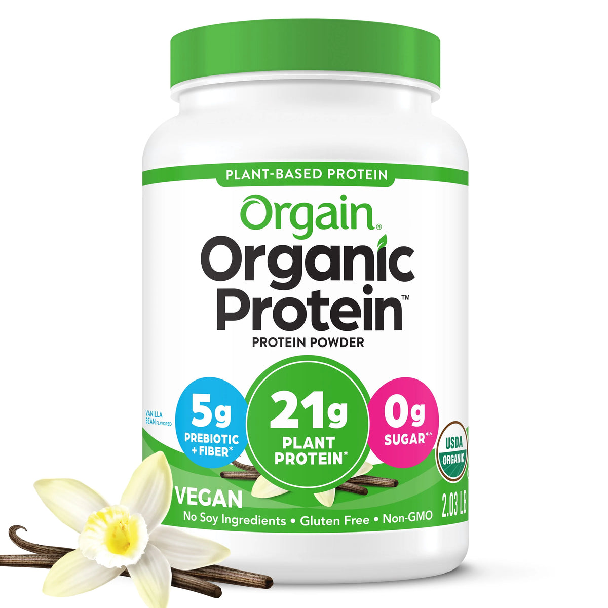 Organic Vegan 21g Protein Powder Vanilla Bean 2.03lb Q7164