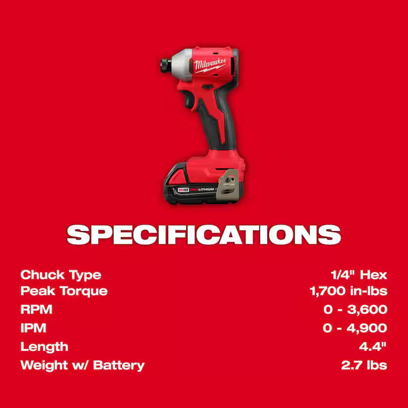 18-Volt Lithium-Ion Compact Brushless Cordless 1/4 in. Impact Driver Kit with 2.0 Ah Battery X9088