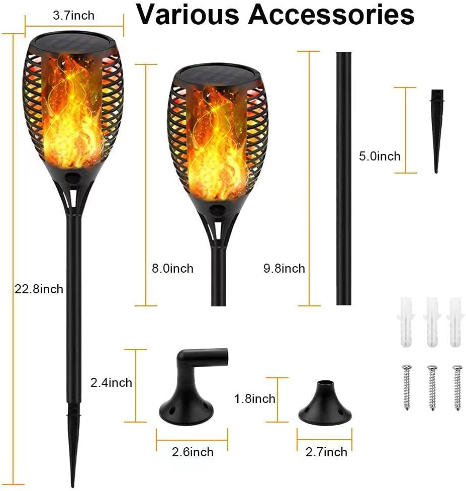 6 Pack Waterproof Solar Torch Light with Flickering Flame I70578