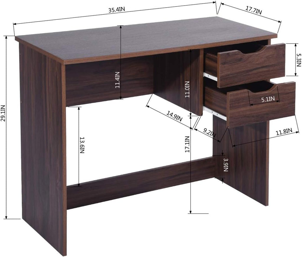 Computer Desk with Drawer 35.4 in Wood Workstation T37938