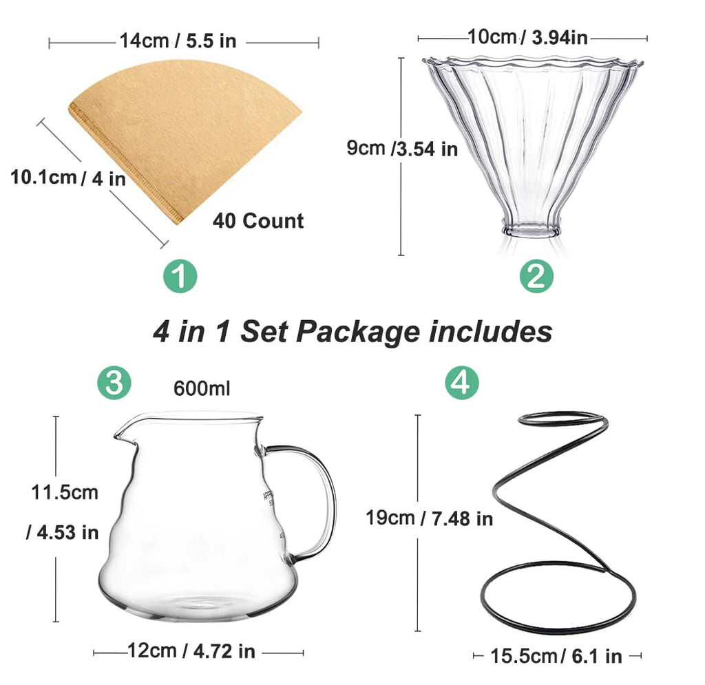 Pour Over Coffee Maker Set 4 in 1 B112