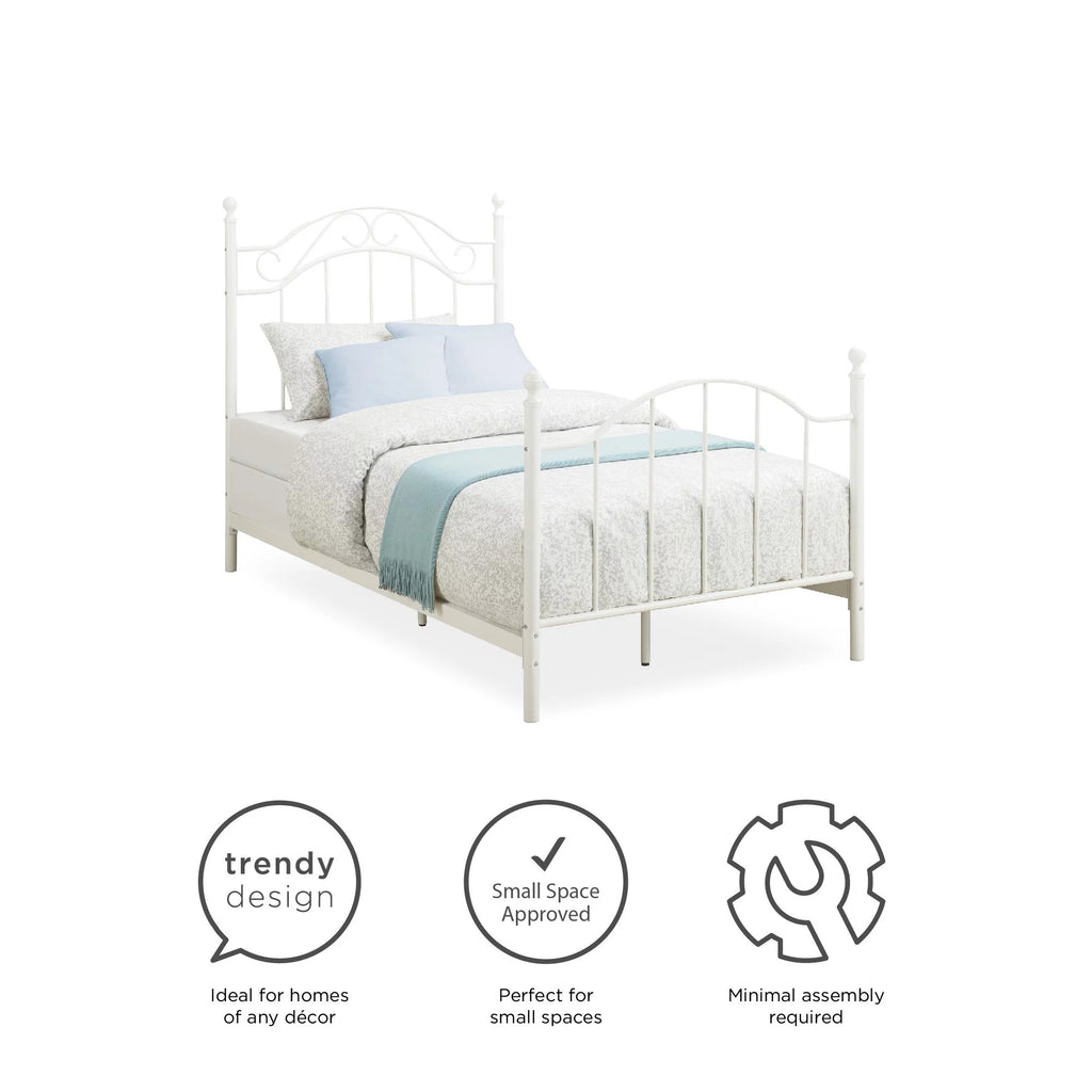 White Twin Size Metal Bed X792