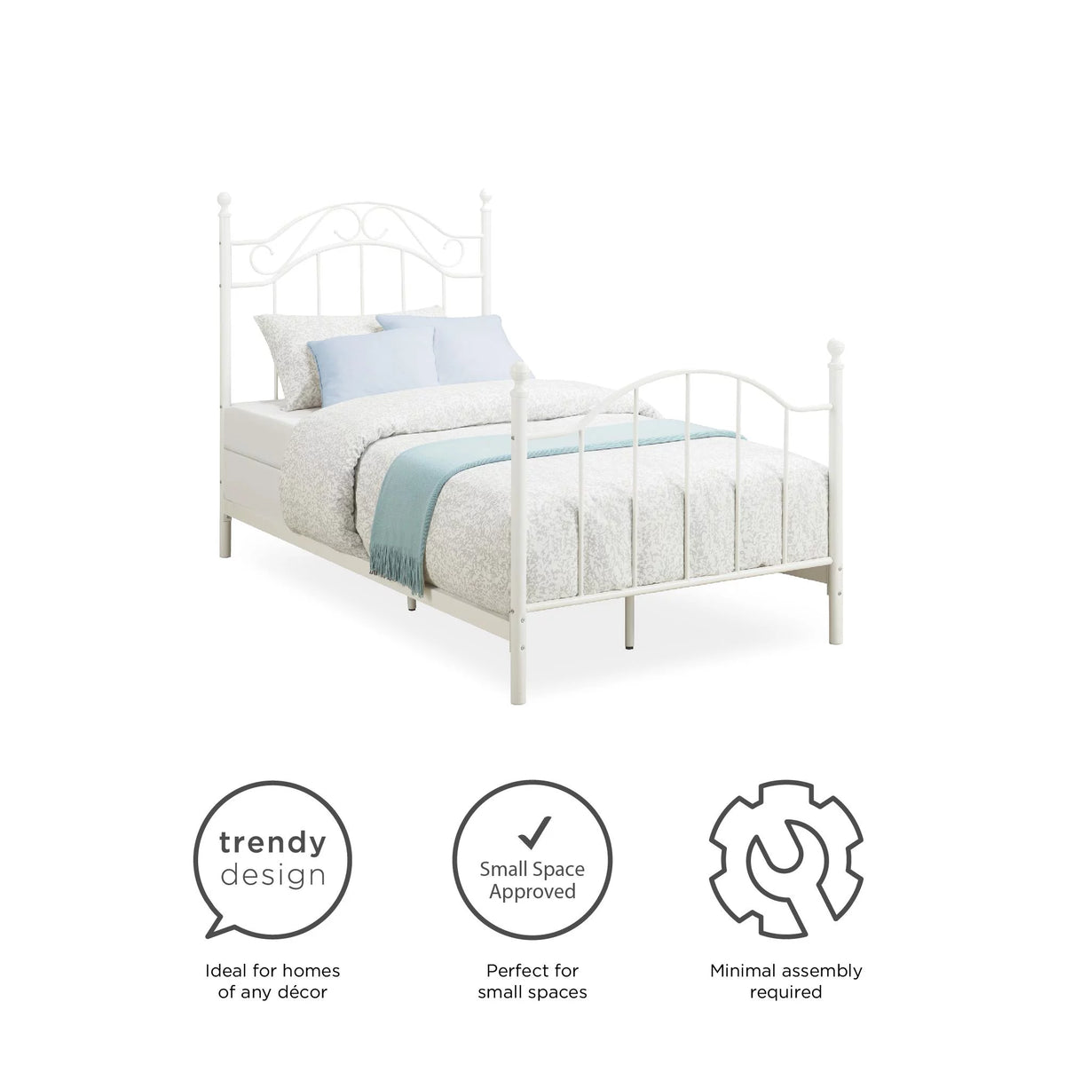 White Twin Size Metal Bed X792