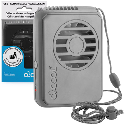 2 Rechargeable Portable Hands Free USB 3 Speed Necklace Fan I9375