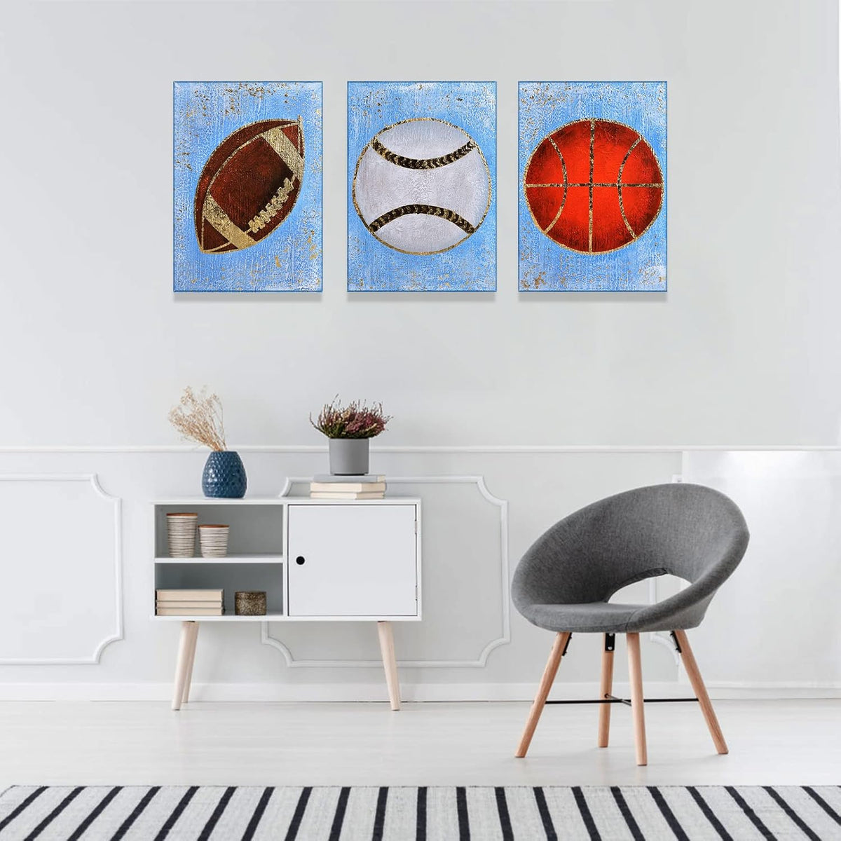 Hand Painted Canvas Wall Art 12”x16” 3 Pieces D426