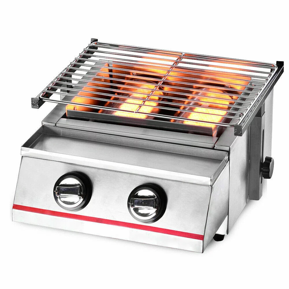 2 Burners Portable Stainless Steel Gas Grill V4574