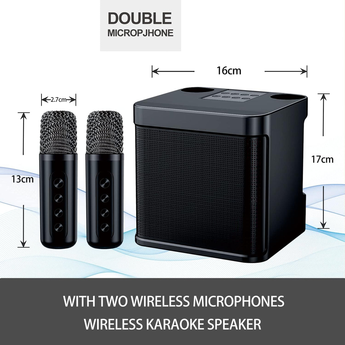 Wireless Karaoke Machine Bluetooth Speaker with 2 Wireless Microphones H909176