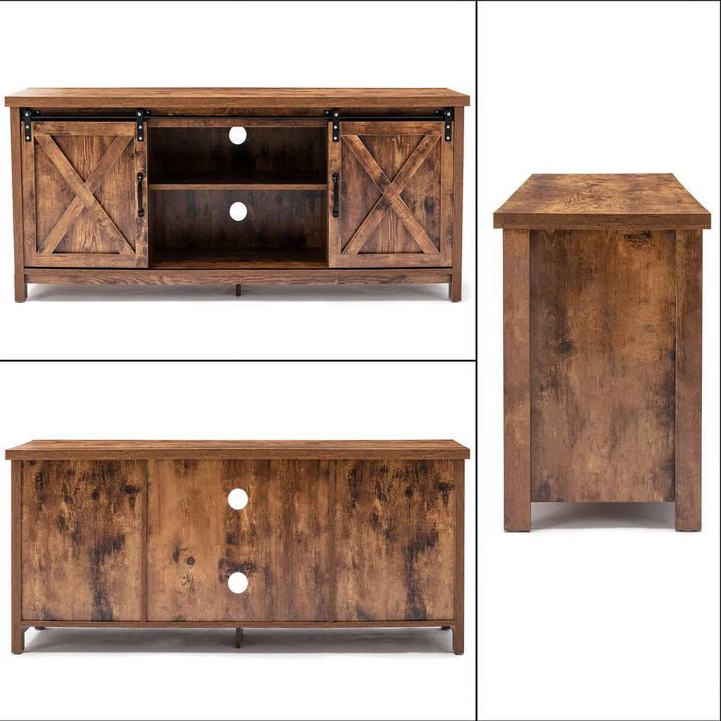 58 Farmhouse Sliding Barn Door TV Stand B5069