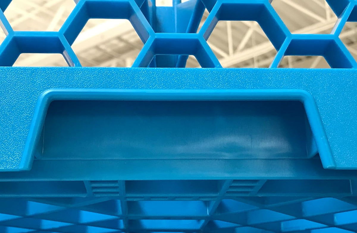 16 Compartment Glass Rack with 2 Extenders, Blue E838