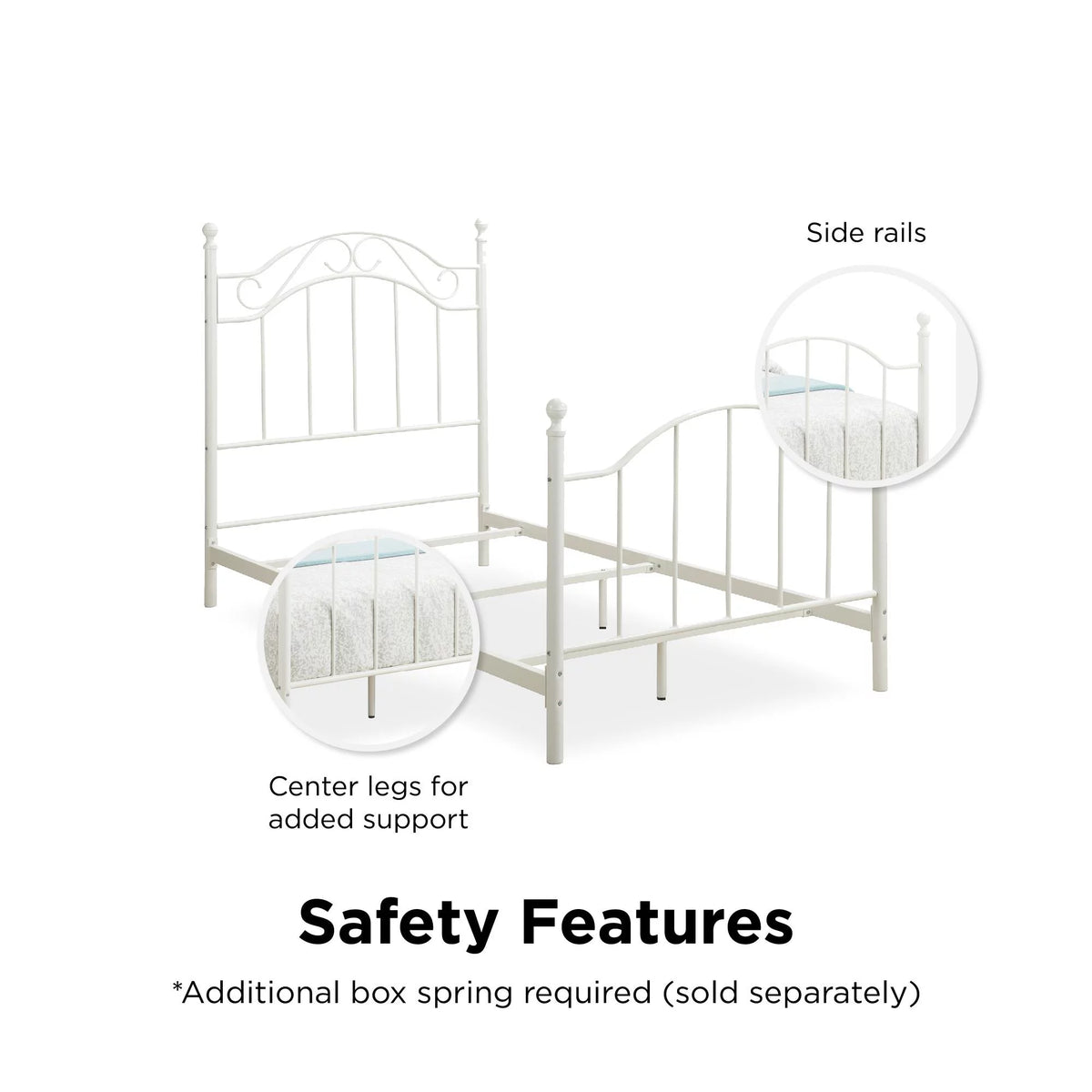White Twin Size Metal Bed X792