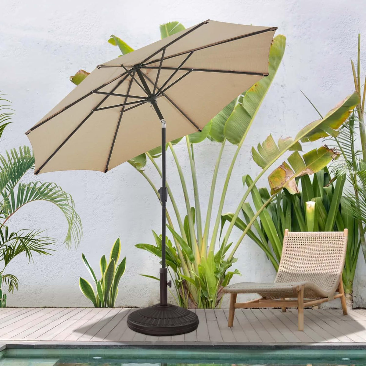 Olefin Patio Umbrella with 8 Ribs & Push Button Tilt S8308