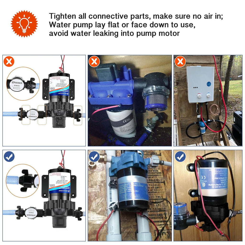 12V Diaphragm Water Pump with Pressure Switch 3.5 GPM 45 PSI K3296