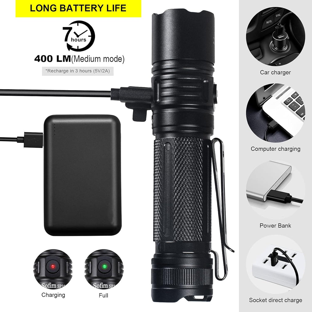 Rechargeable LED Flashlight 2000 Lumen 6500K G730