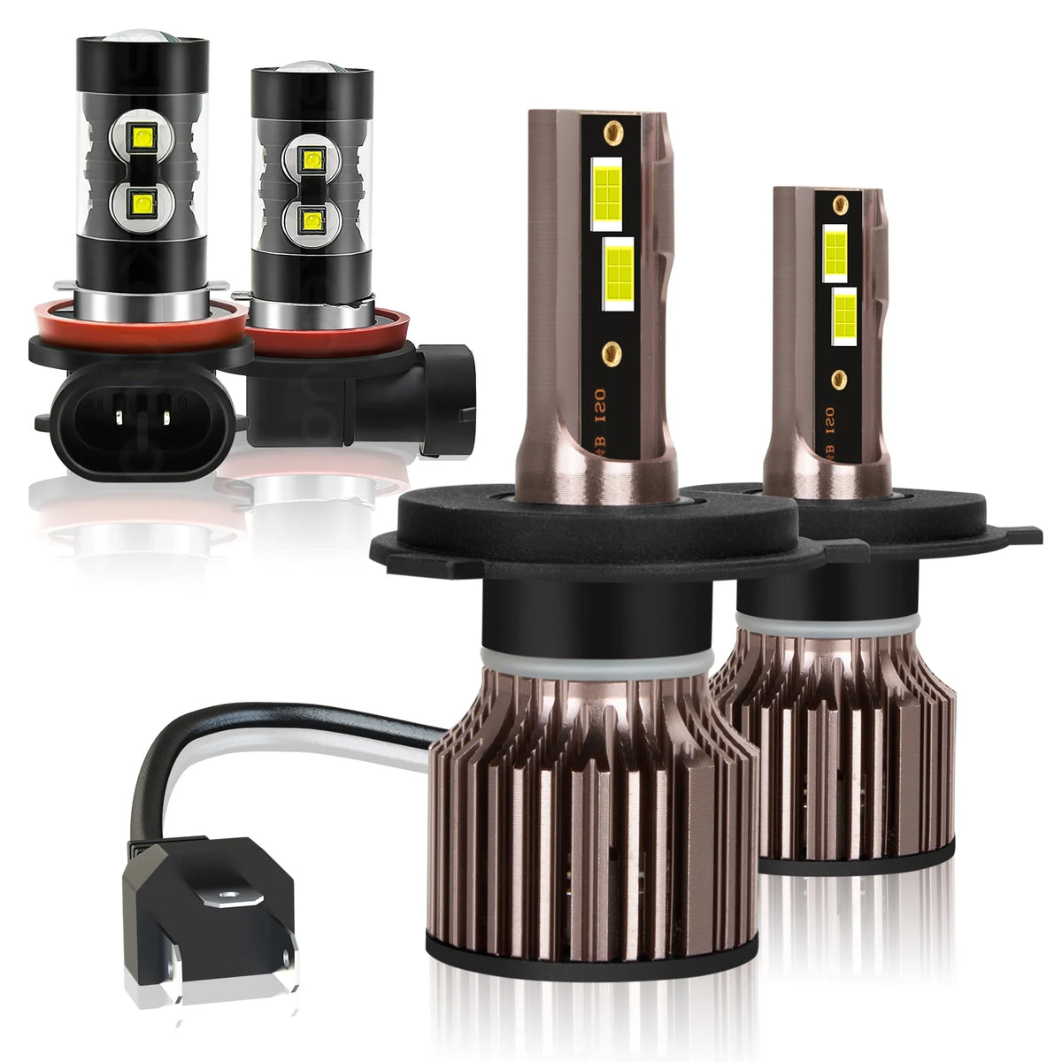 9003 H11 LED Headlight Fog Light Bulbs 6500K Cool White Pack of 4 P986086