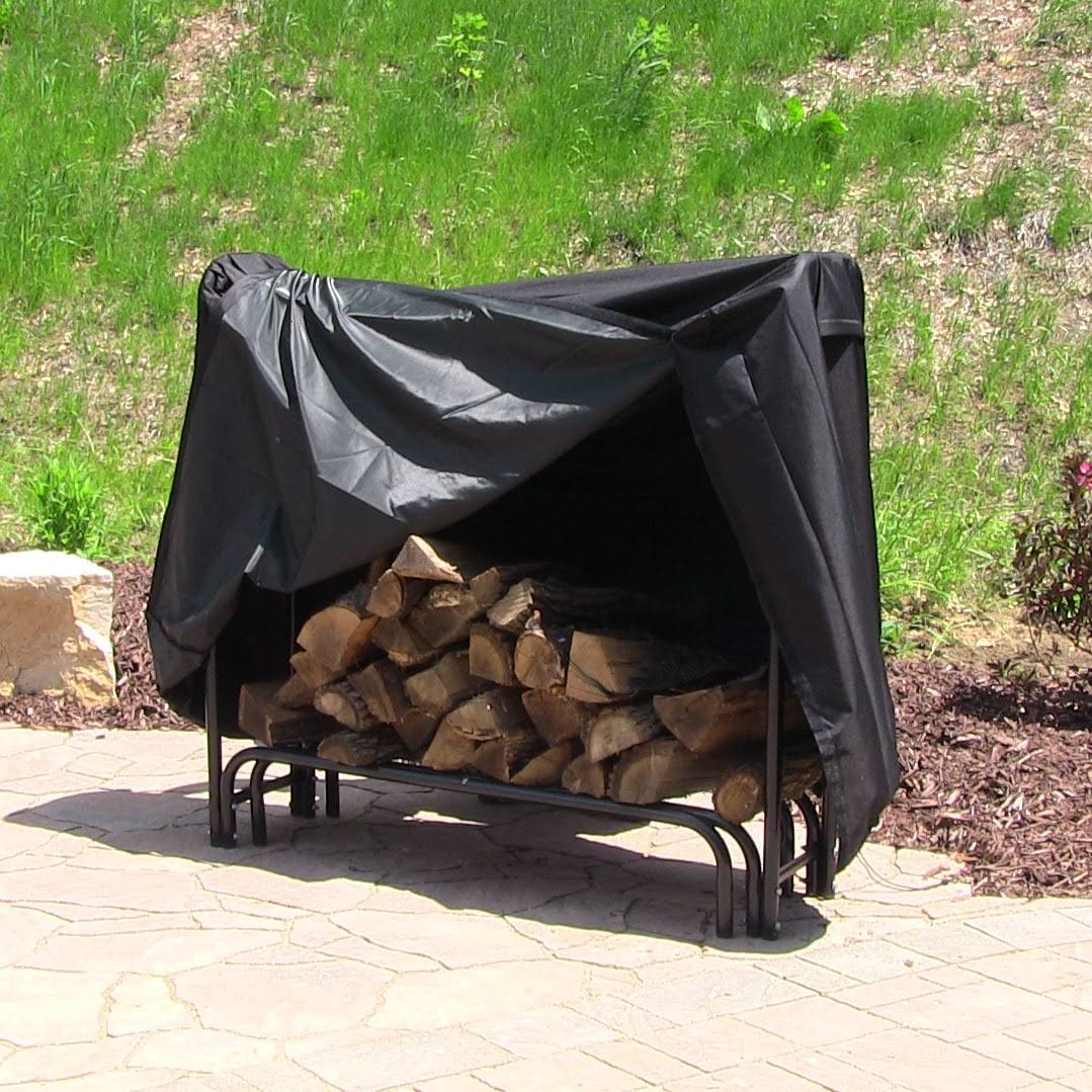 Black 4-Foot Firewood Log Rack Cover F320