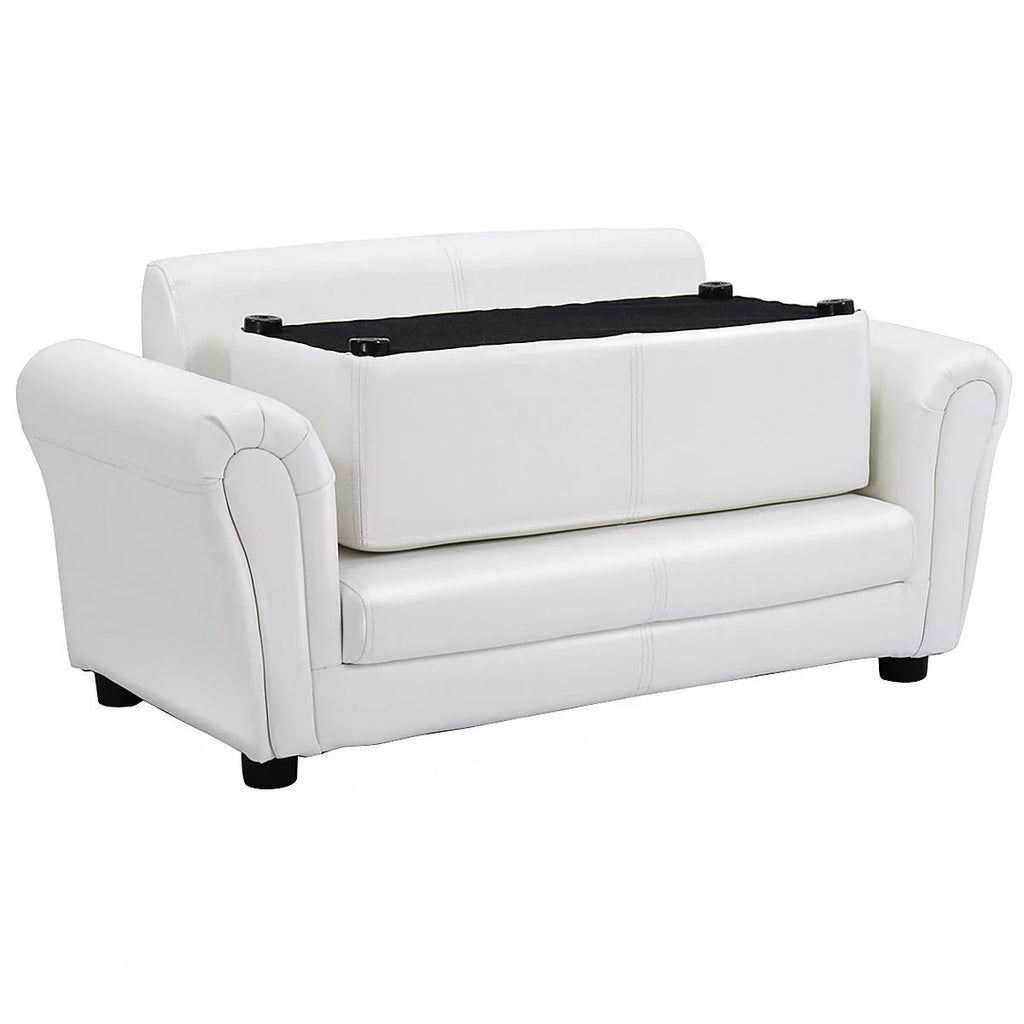 White Kids Sofa Armrest Chair with Ottoman Y381697