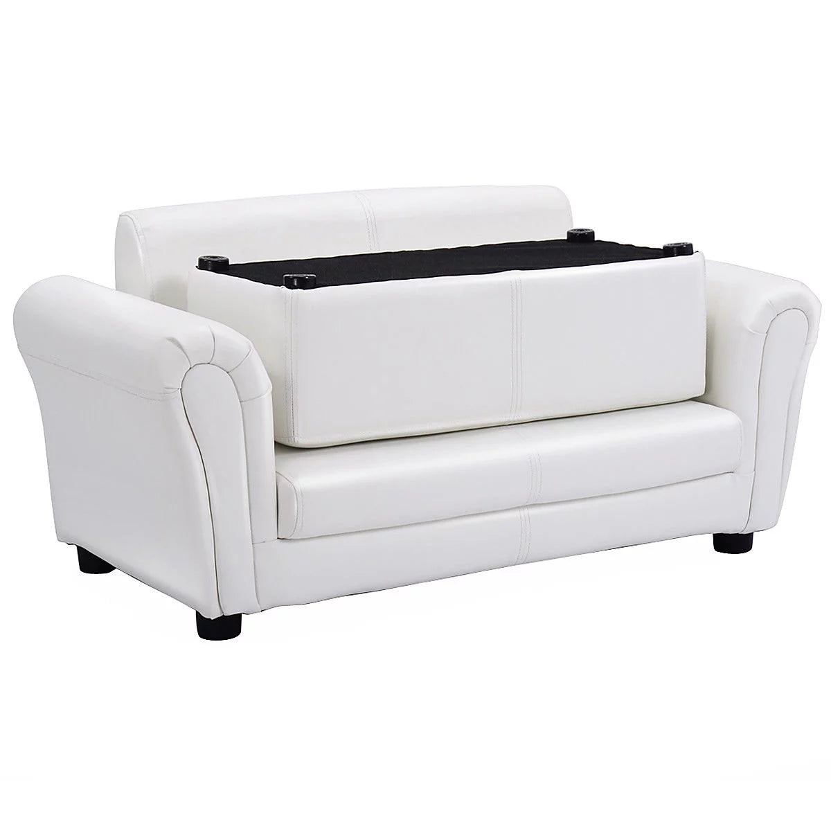 White Kids Sofa Armrest Chair with Ottoman Y381697