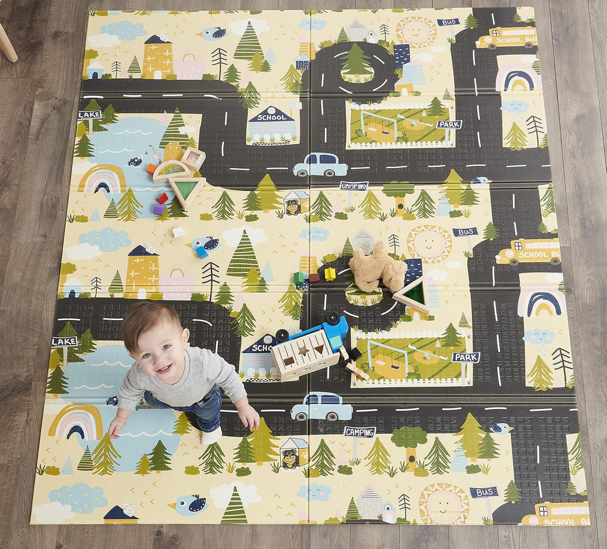 Foldable Reversible Waterproof Grey Extra Large Play Mat J35210