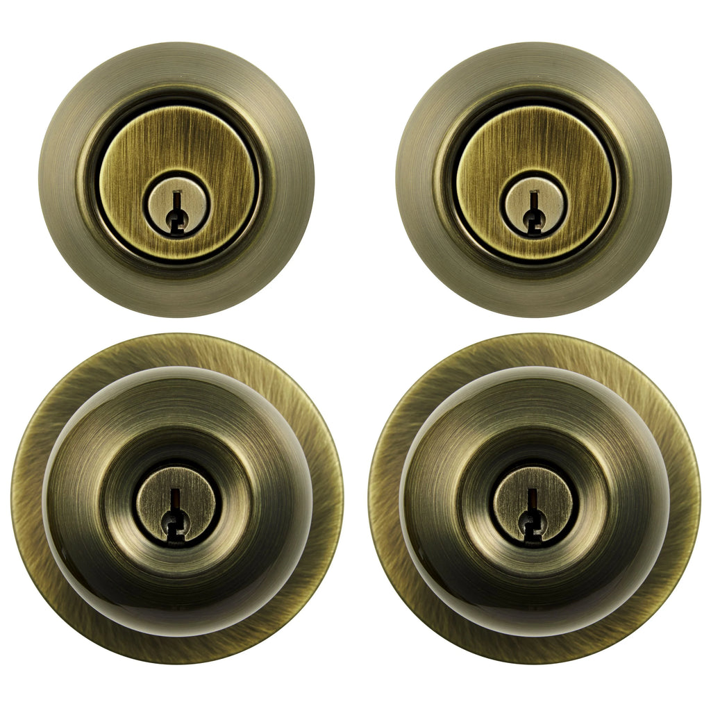 Keyed Entry Ball Doorknob and Deadbolt Combo in Oil-Rubbed Bronze, Twin Pack E9335
