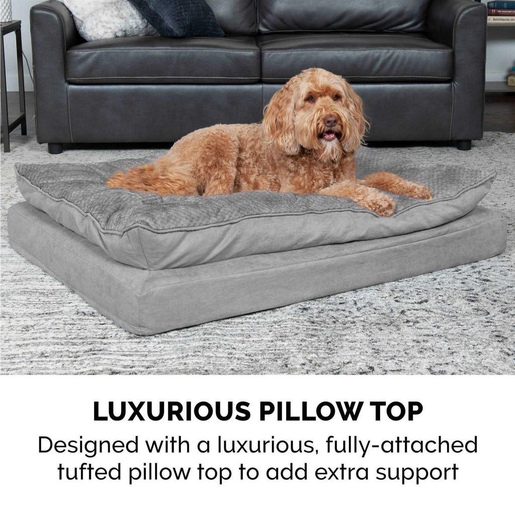 Mink Fur & Suede Pillow-Top Orthopedic Dog Bed B560