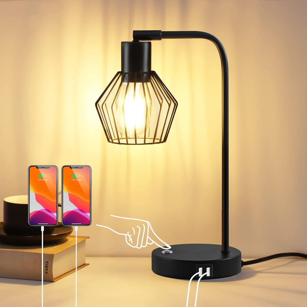 Touch Control Dimmable Table Lamp with Dual USB Ports J692644